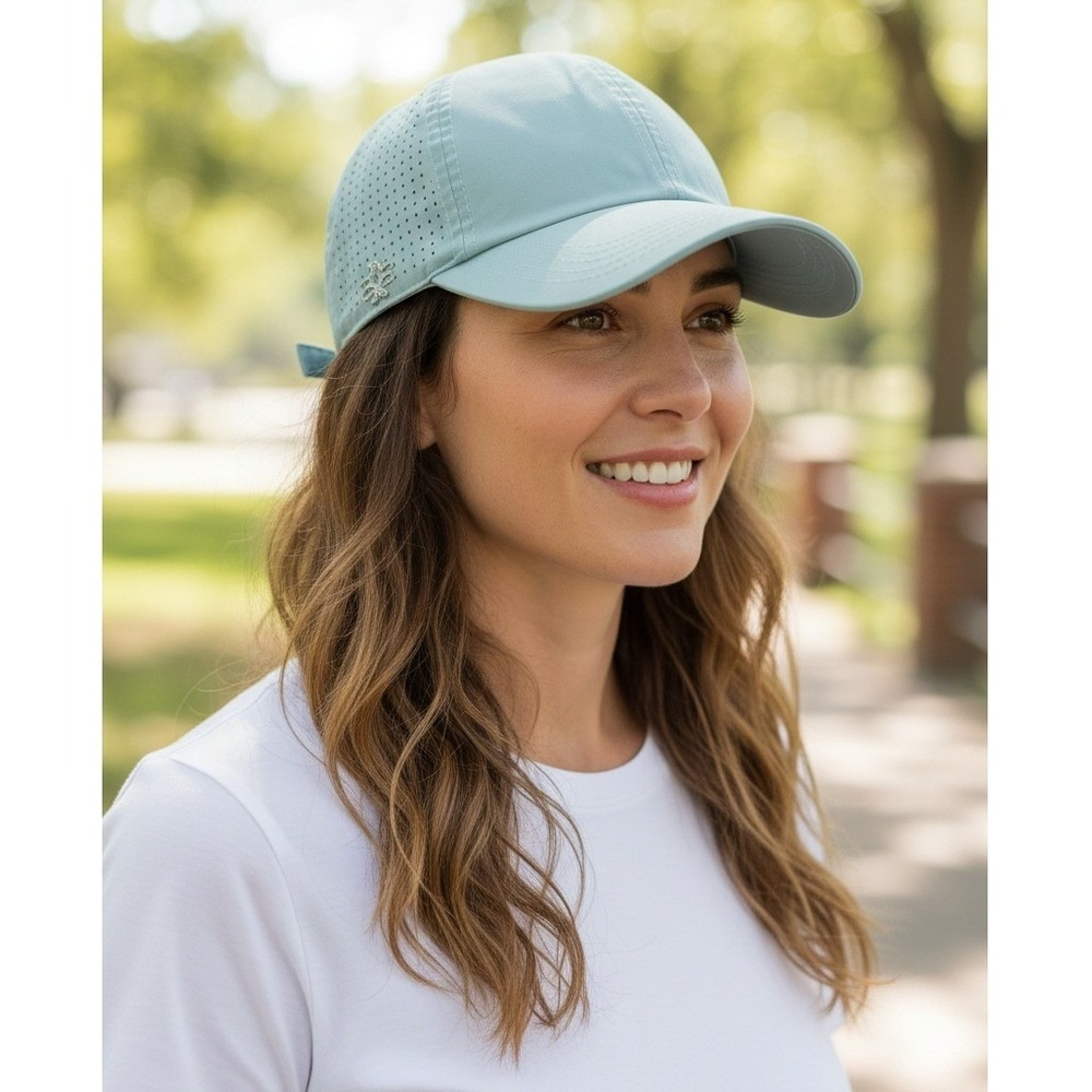 VimHue X Girlfriend Cap Sky Blue Perforated Ponytail Hat Women UPF 50 Brand New